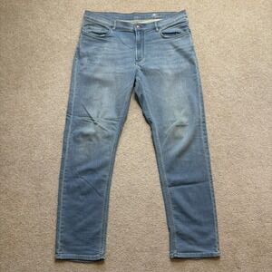 Faherty Jeans Mens 36x32 Blue Slim Fit Straight Leg Stretch Denim Pants Casual
